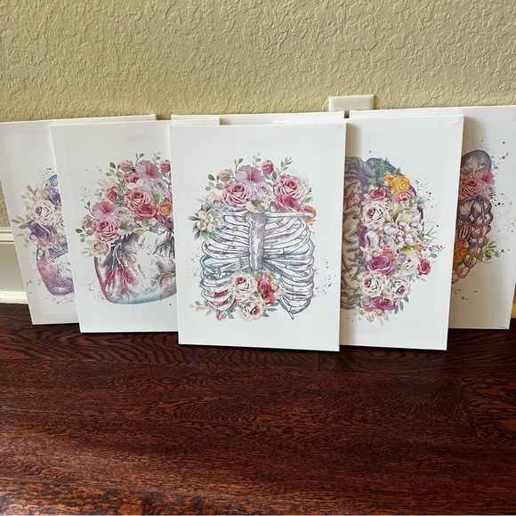 Other - Colorful Floral Anatomy Art Prints Set